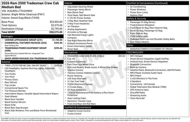New 2026 RAM 2500 Tradesman w/ Chrome Appearance Group AWD/4WD image 36