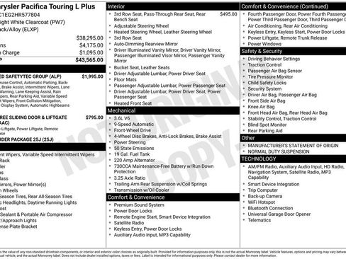 Used 2017 Chrysler Pacifica Touring-L Plus w/ Advanced Safetytec Group FWD image 3