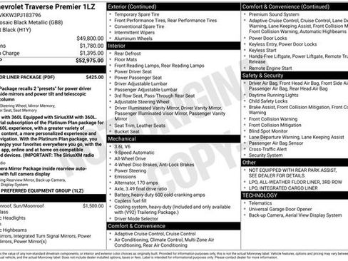 Used 2023 Chevrolet Traverse Premier w/ LPO, Floor Liner Package AWD/4WD image 2