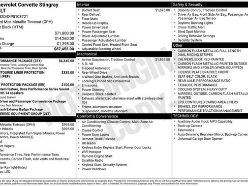 Used 2023 Chevrolet Corvette Stingray Preferred Cpe w/ Z51 Performance Package RWD image 8