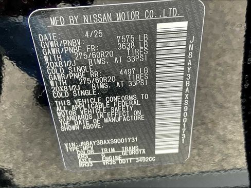 New 2025 Nissan Armada SL w/ Captain's Chari Seat Package image 14