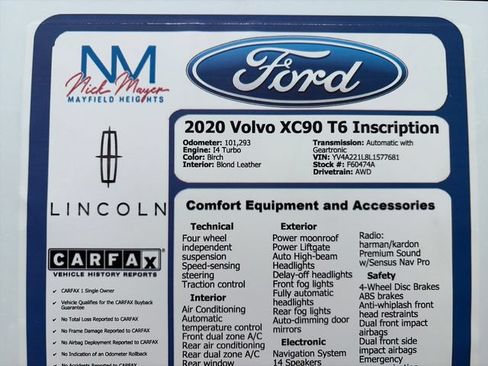 Used 2020 Volvo XC90 T6 Inscription w/ Protection Package Premier AWD/4WD image 38