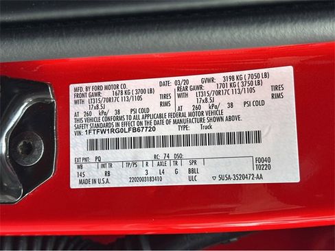 Used 2020 Ford F150 Raptor w/ Equipment Group 802A Luxury image 48