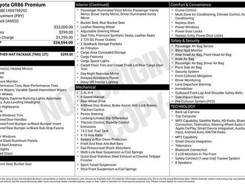 Certified 2025 Toyota GR86 Premium w/ ALL Weather Mat Package (TMS) RWD image 31