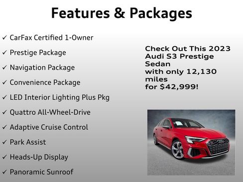 Used 2023 Audi S3 Prestige w/ Prestige Package AWD/4WD image 4