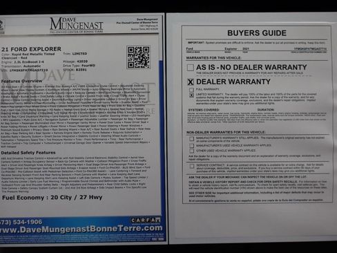 Used 2021 Ford Explorer Limited w/ Equipment Group 301A image 22