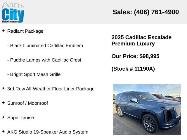 Used 2025 Cadillac Escalade Premium Luxury w/ LPO, Radiant Package AWD/4WD image 11
