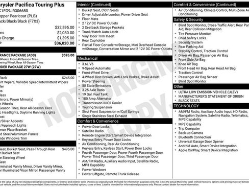 Used 2018 Chrysler Pacifica Touring Plus w/ S Appearance Package FWD image 2