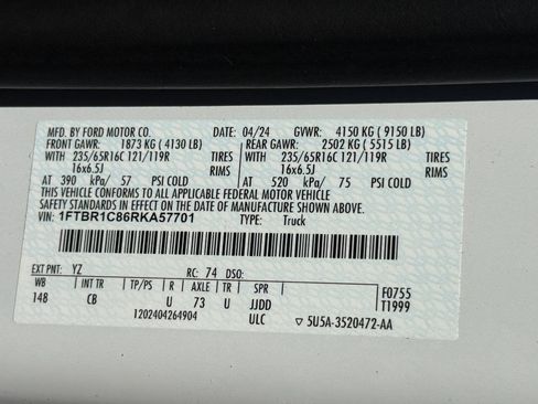 Used 2024 Ford Transit 250 148 Medium Roof w/ Load Area Protection Package RWD image 33