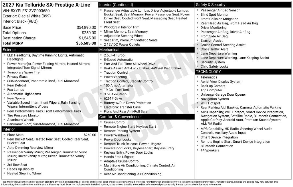 Certified 2027 Kia Telluride SX Prestige X-Line AWD/4WD image 2