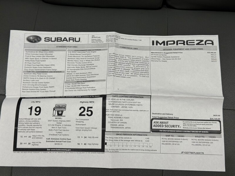 Used 2007 Subaru Impreza WRX STI Limited AWD/4WD image 34