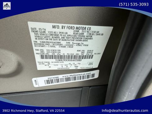 Used 2016 Lincoln MKS AWD w/ Equipment Group 101A image 36