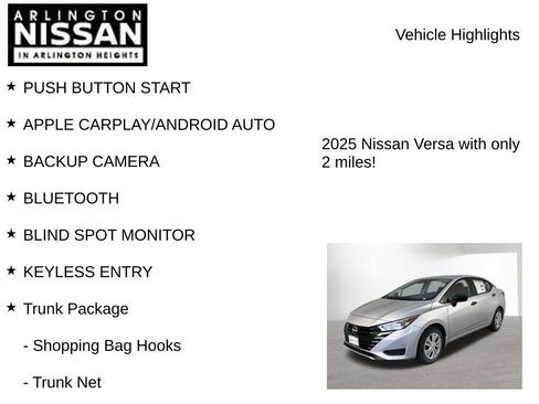 New 2025 Nissan Versa S w/ Trunk Package image 7