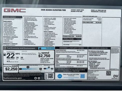 New 2026 GMC Acadia Elevation image 21
