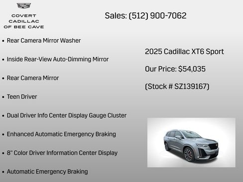 New 2025 Cadillac XT6 Sport w/ Technology Package image 24