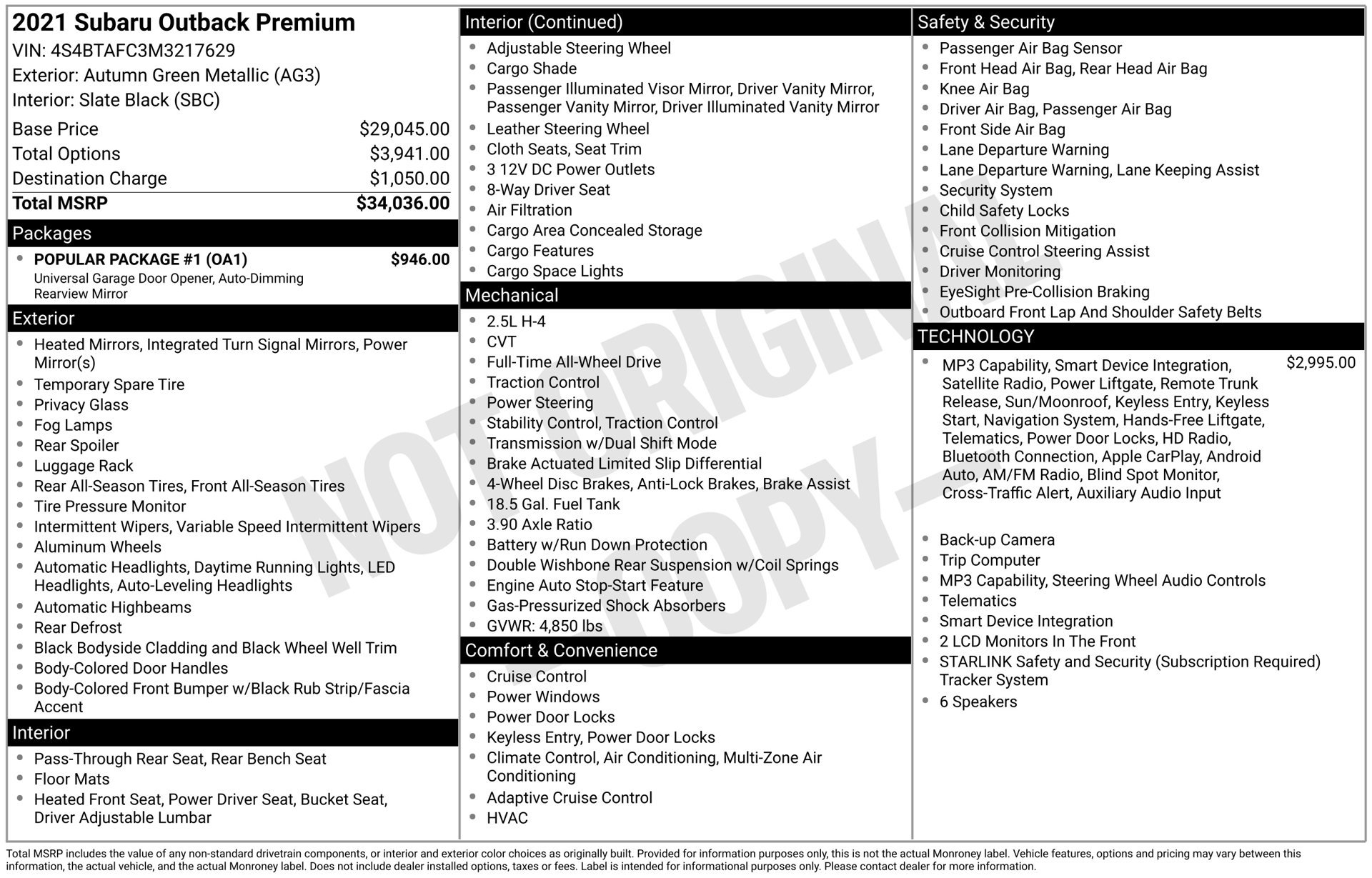 Used 2021 Subaru Outback Premium w/ Popular Package #1 AWD/4WD image 5