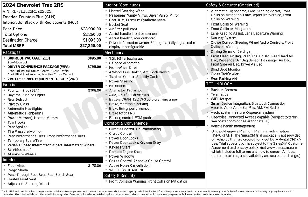 Used 2024 Chevrolet Trax RS w/ Sunroof Package FWD image 4