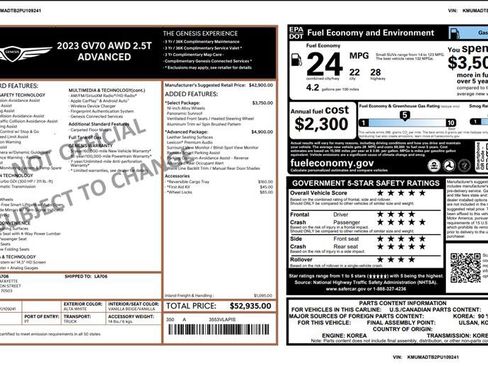 Used 2023 Genesis GV70 2.5T w/ Advanced Package image 3