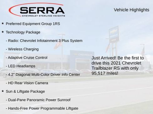Used 2021 Chevrolet TrailBlazer RS w/ Sun and Liftgate Package AWD/4WD image 3