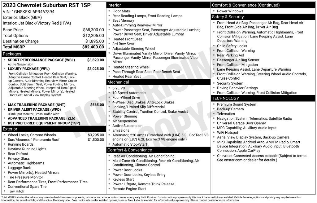 Used 2023 Chevrolet Suburban RST w/ Sport Performance Package AWD/4WD image 11