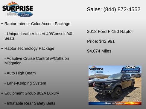 Used 2018 Ford F150 Raptor w/ Equipment Group 802A Luxury AWD/4WD image 6