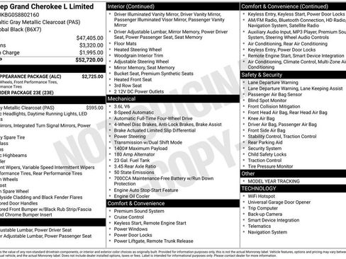 New 2025 Jeep Grand Cherokee L Limited w/ Black Appearance Package image 9