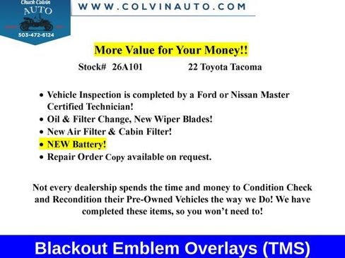 Used 2022 Toyota Tacoma TRD Sport w/ Black Out Package (TMS) AWD/4WD image 6