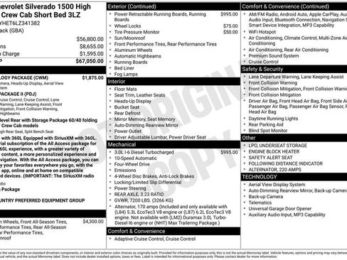 Used 2020 Chevrolet Silverado 1500 High Country w/ Technology Package AWD/4WD image 32