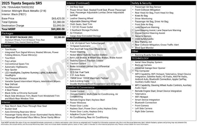 Used 2025 Toyota Sequoia SR5 w/ TRD Sport Package AWD/4WD image 38