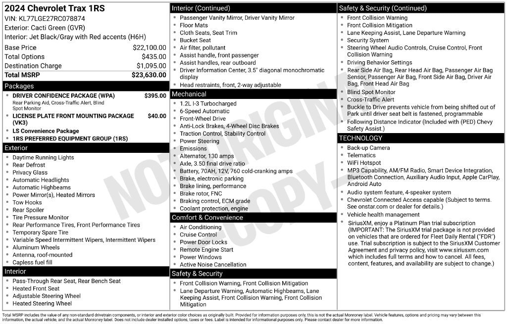 Used 2024 Chevrolet Trax RS w/ Driver Confidence Package FWD image 30