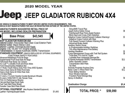 Used 2020 Jeep Gladiator Rubicon AWD/4WD image 3