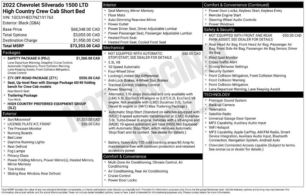 Used 2022 Chevrolet Silverado 1500 High Country w/ Safety Package II AWD/4WD image 41