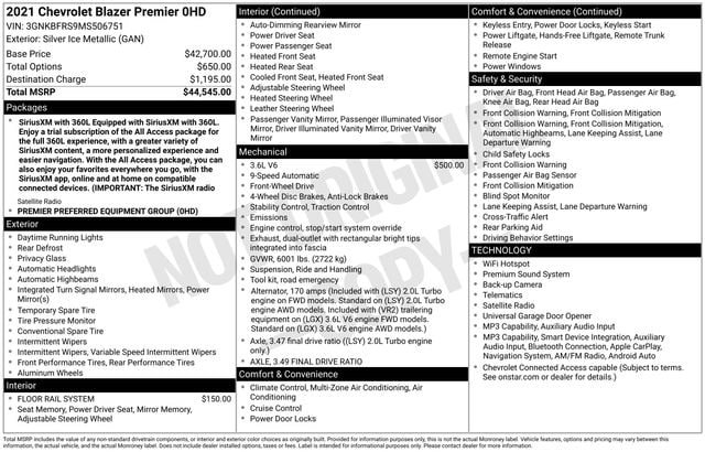 Used 2021 Chevrolet Blazer Premier FWD image 39