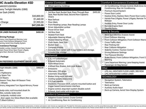 New 2026 GMC Acadia Elevation w/ LPO, Floor Liner Package FWD image 10