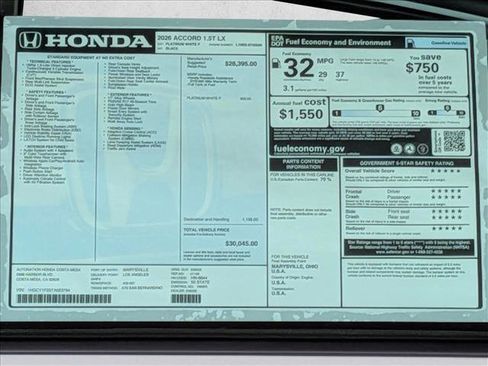 New 2026 Honda Accord LX image 17
