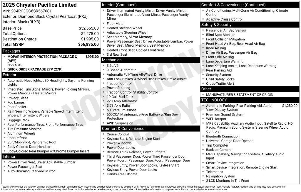 Used 2025 Chrysler Pacifica Limited AWD/4WD image 12