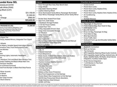Used 2018 Hyundai Kona SEL w/ SEL Tech Package 02 FWD image 2