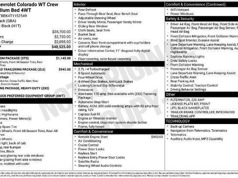 New 2026 Chevrolet Colorado W/T w/ WT Custom Package image 31