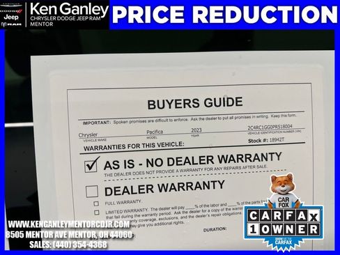 Certified 2023 Chrysler Pacifica Limited w/ Uconnect Theater Family Group image 28