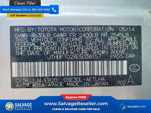 Used 2014 Lexus IS 250 w/ F-Sport Package image 16