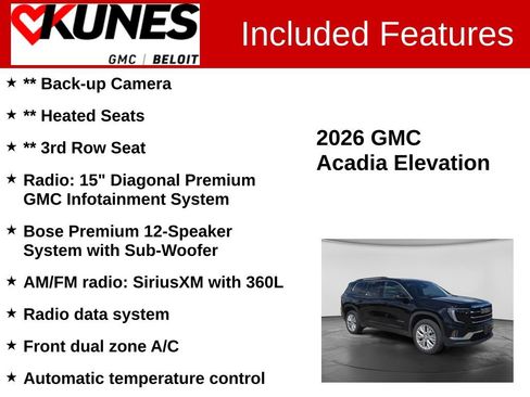 Used 2026 GMC Acadia Elevation w/ Elevation Premium Package AWD/4WD image 2