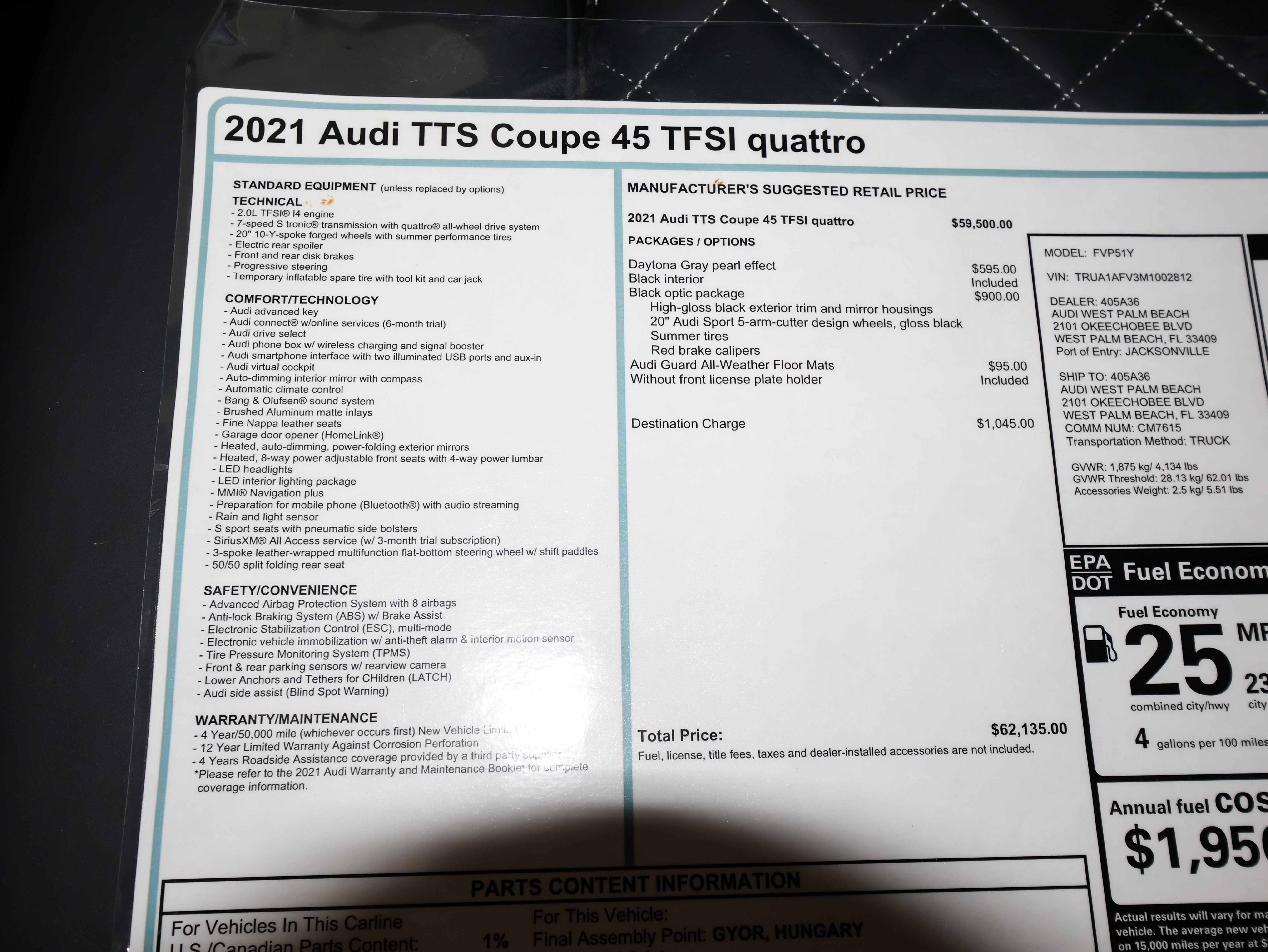 Used 2021 Audi TTS 2.0T Coupe w/ Black Optic Package AWD/4WD image 11