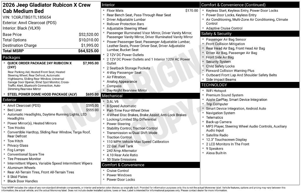New 2026 Jeep Gladiator Rubicon AWD/4WD image 5