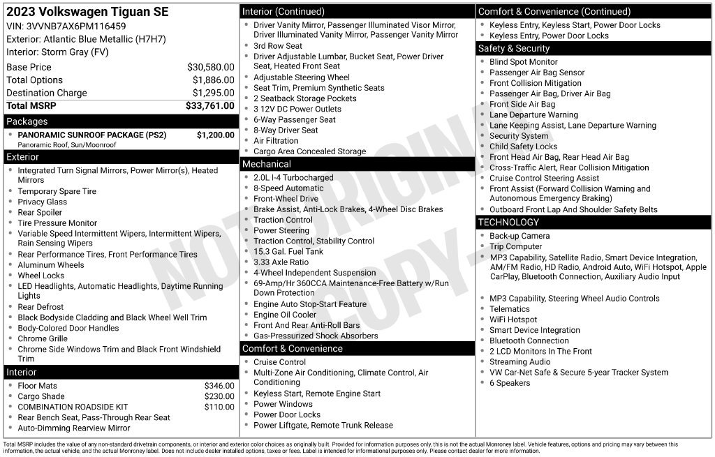Used 2023 Volkswagen Tiguan SE w/ Panoramic Sunroof Package FWD image 5