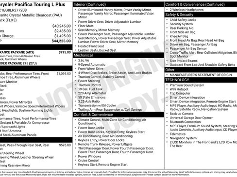 Used 2020 Chrysler Pacifica Touring-L Plus w/ S Appearance Package FWD image 14