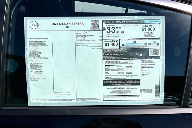 New 2027 Nissan Sentra SV w/ Floor Mat Package FWD image 12