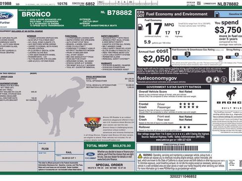 Used 2022 Ford Bronco Wildtrak AWD/4WD image 1