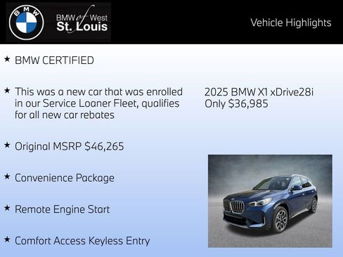 Certified 2025 BMW X1 xDrive28i w/ Convenience Package AWD/4WD image 8