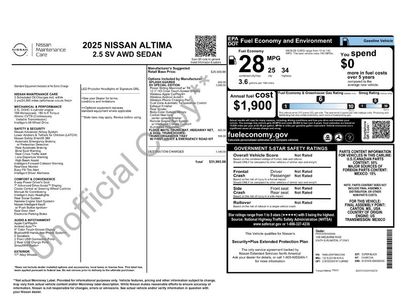 New 2025 Nissan Altima 2.5 SV w/ SV Special Edition Package