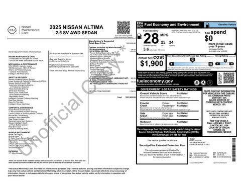 New 2025 Nissan Altima 2.5 SV w/ SV Special Edition Package image 2